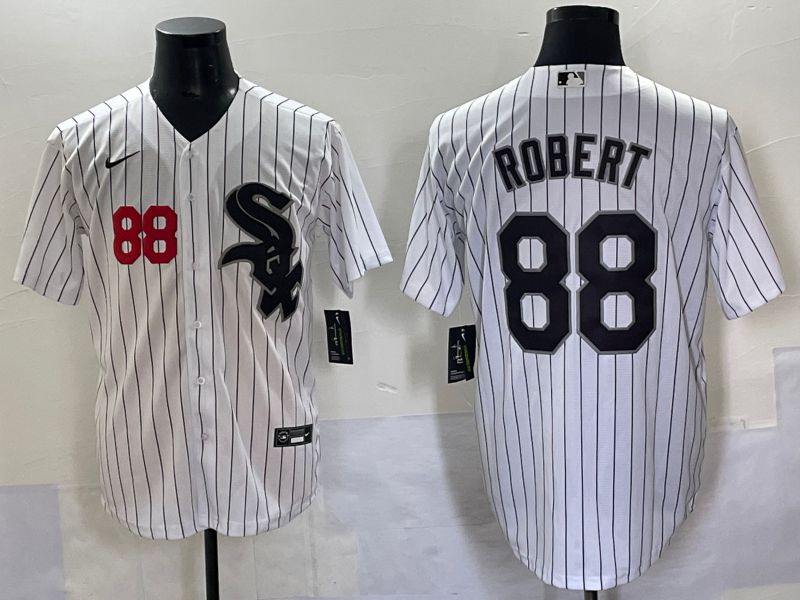 Men 2025 Chicago White Sox #88 Robert White Stripe Game Nike MLB Jersey style 7036